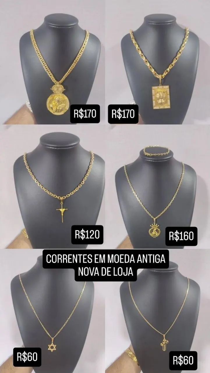 Correntes de Moeda Antiga Idêntico a Ouro 18k - Foto 2