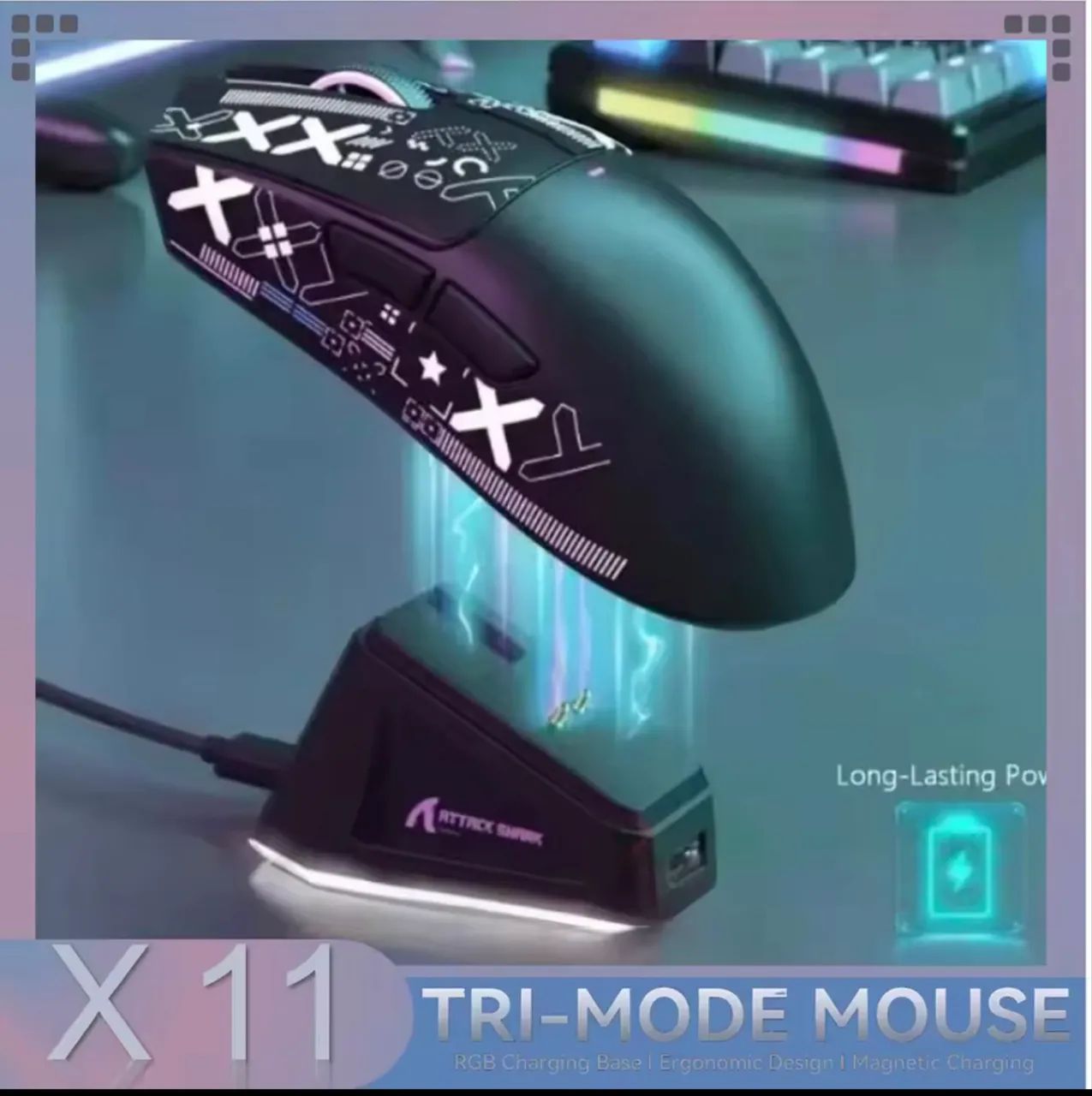 Mouse attack shark X11  - LACRADO | BLACK/ WHITE - Foto 5