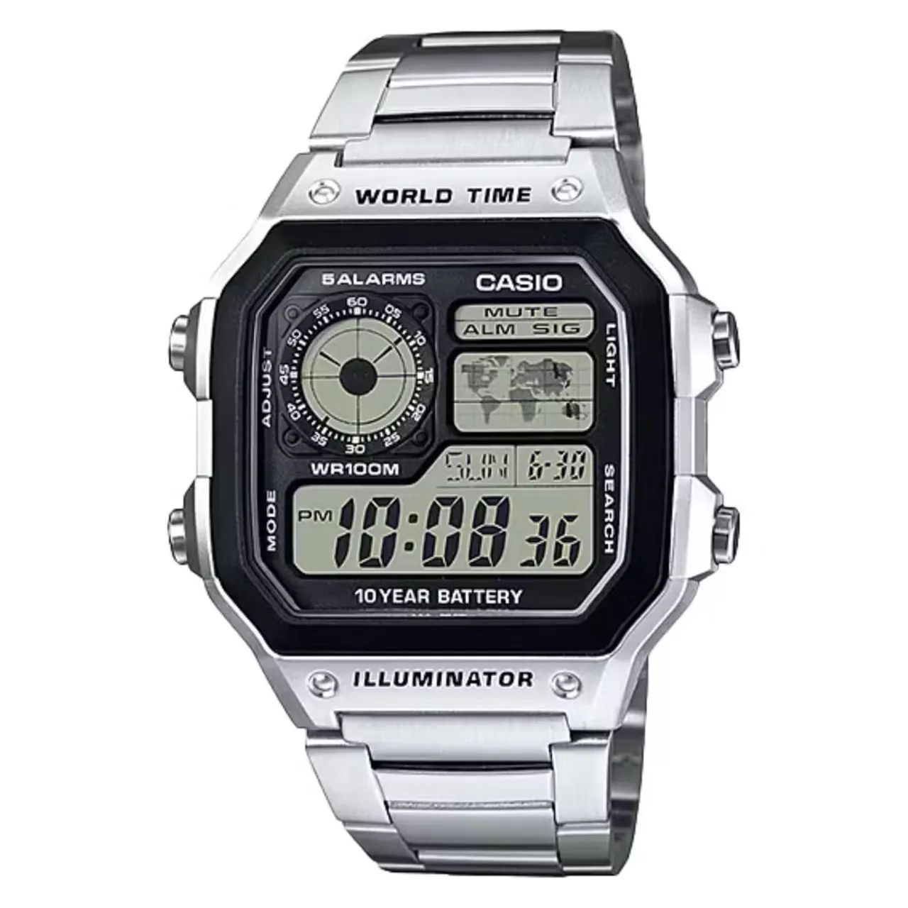 Relógio Casio Standard AE-1200WHD-1AVDF World Time Prata