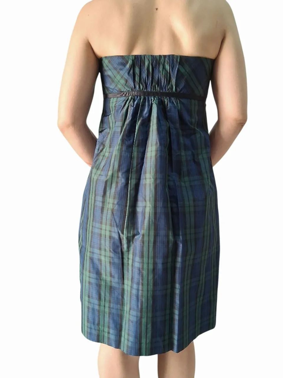 Vestido tomara que caia em seda xadrez Vineyard Vines - Foto 3