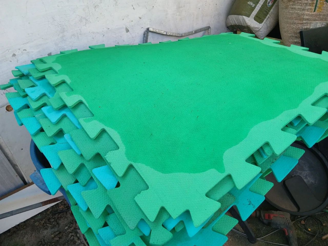 12 peças de tatames verdes de 10mm