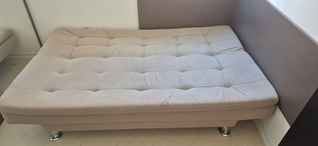 Sofá-Cama 3 Lugares Casal Premium Suede Velvet Bege  - Foto 2