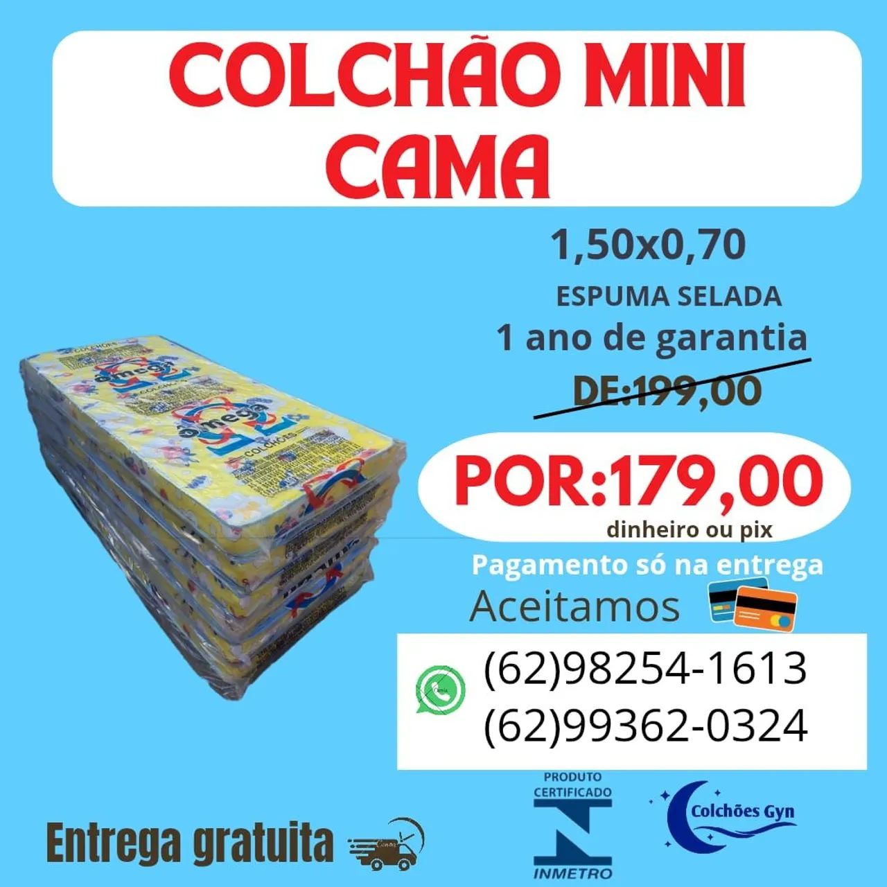 Colchão Mini cama 1,50x0,70