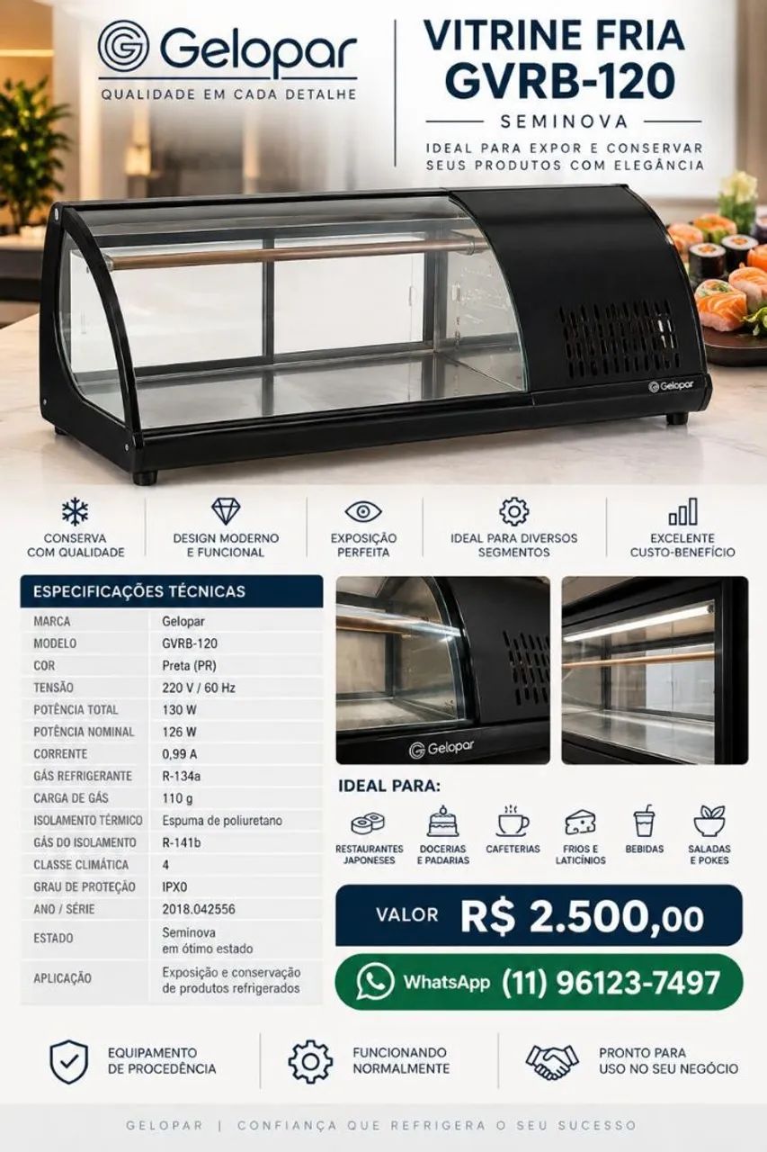 Vitrine fria 220v , 1,20 comprimento, super conservado. - Foto 2