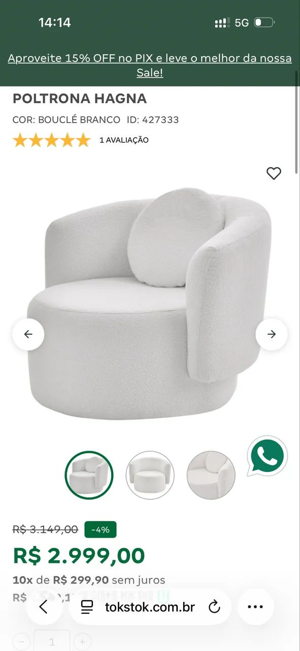 Poltrona Boucle TokStok cinza perfeito  - Foto 5