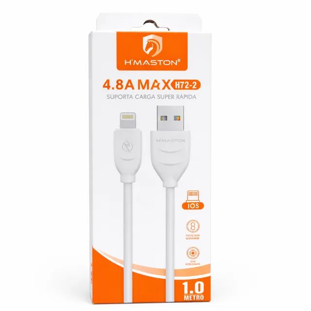 Cabo USB para Lightning iOS iPhone H?MASTON H72-2 4.8A - Dados e Carregamento Rápido - 1m