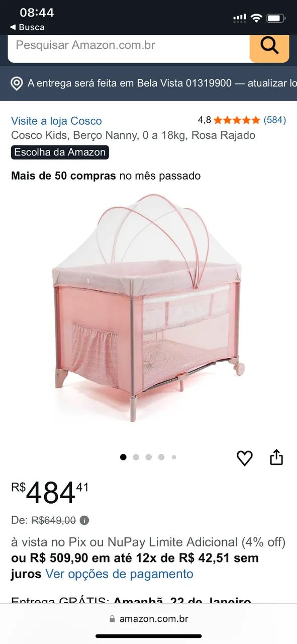 Berço Portátil Cosco Rosa