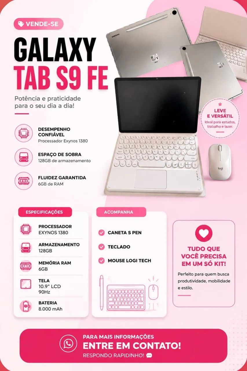 SAMSUNG TAB S9 LITE + mouse e teclado - Foto 4