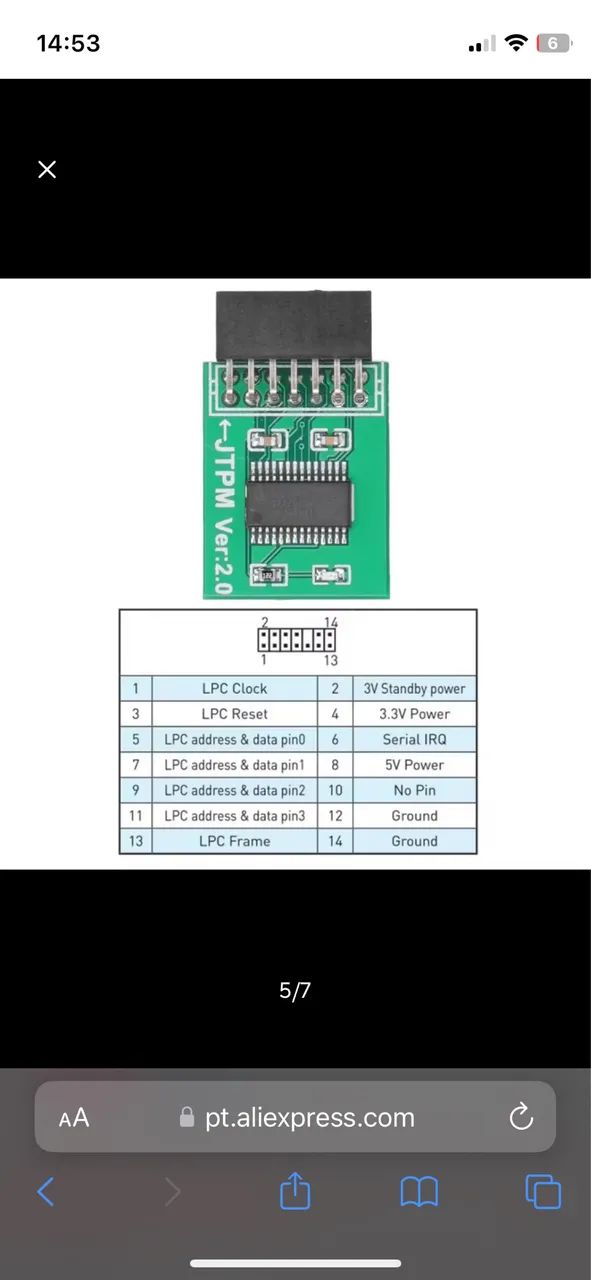 Modulo MSI TPM 2.0 14 pinos - Foto 2