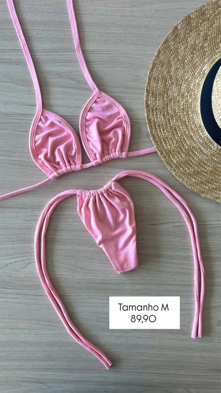 Biquíni rosa cortininha M 