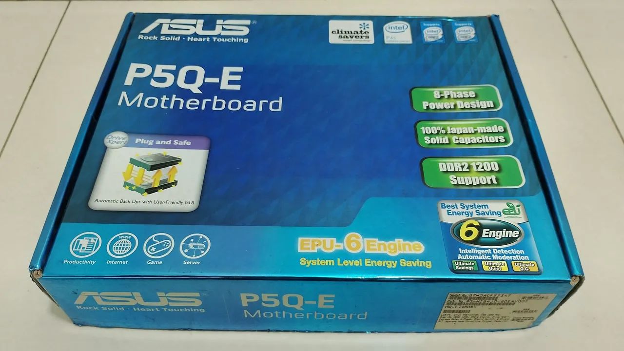 Caixa Placa Mãe Asus P5Q-E 775 + Acessórios  - Foto 2