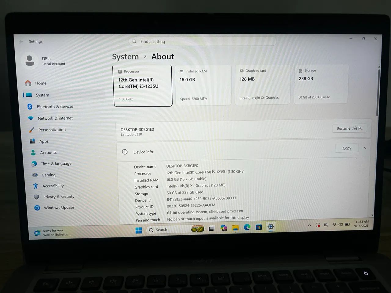 Notebook Dell 5330 i5 12ª 16GB 256SSD - Foto 4