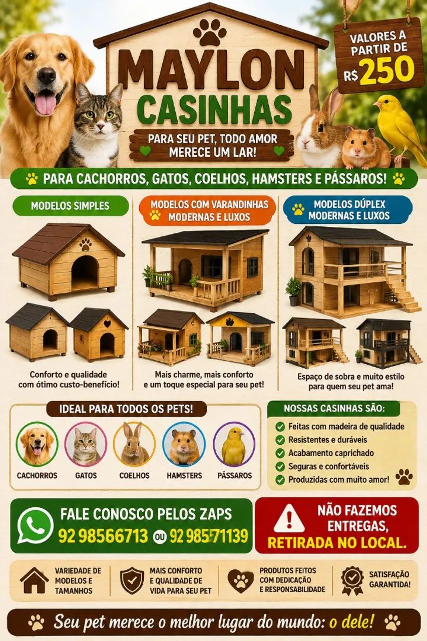 Fazemos casinhas pra pets 