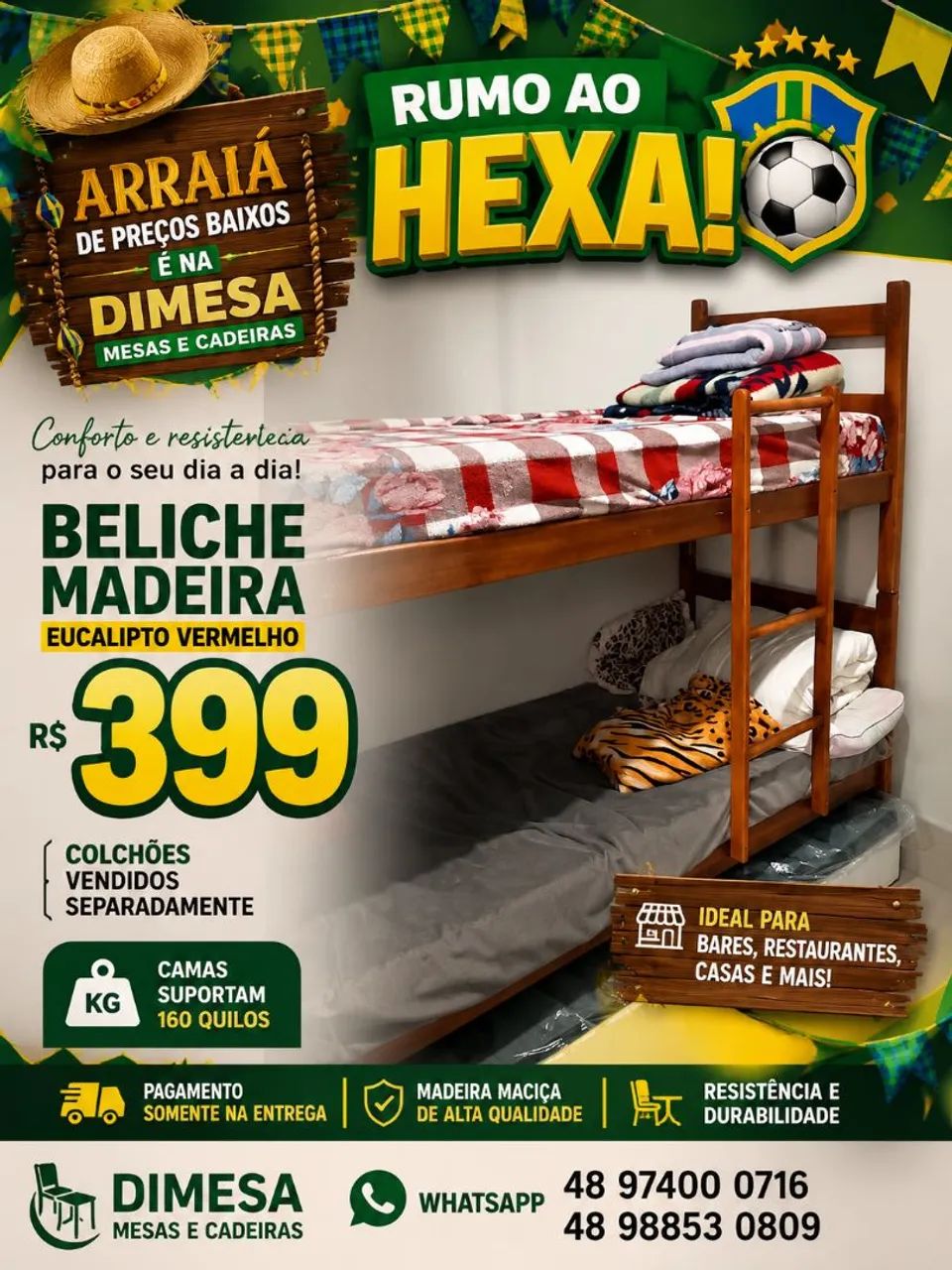 ? Beliche em Madeira Maciça - Direto de Fábrica (Super Resistente)<br>Preço: R$ 399,00
