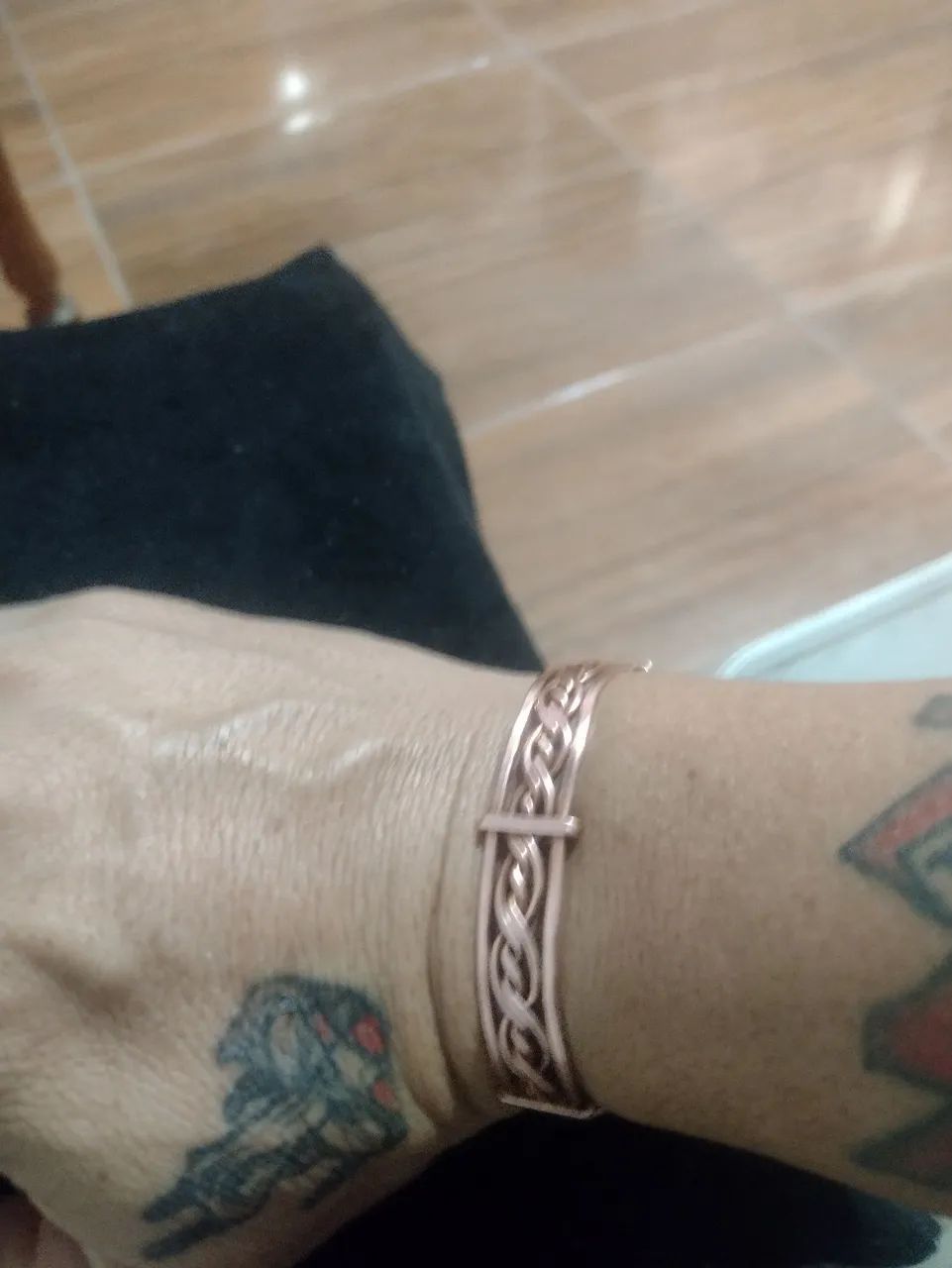 Pulseira de cobre natural artesanal ajustável  - Foto 3