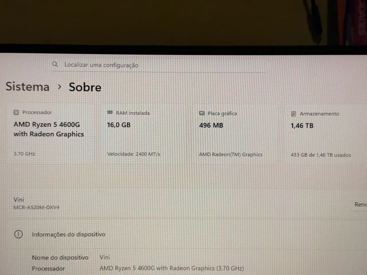 PC Gamer e Trabalho - Ryzen 5 4600G | 32GB RAM | SSD 512GB + HD 1TB