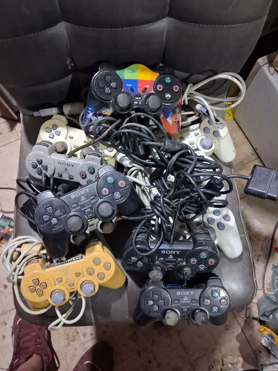 Kit com 11 joystick psone e ps2 