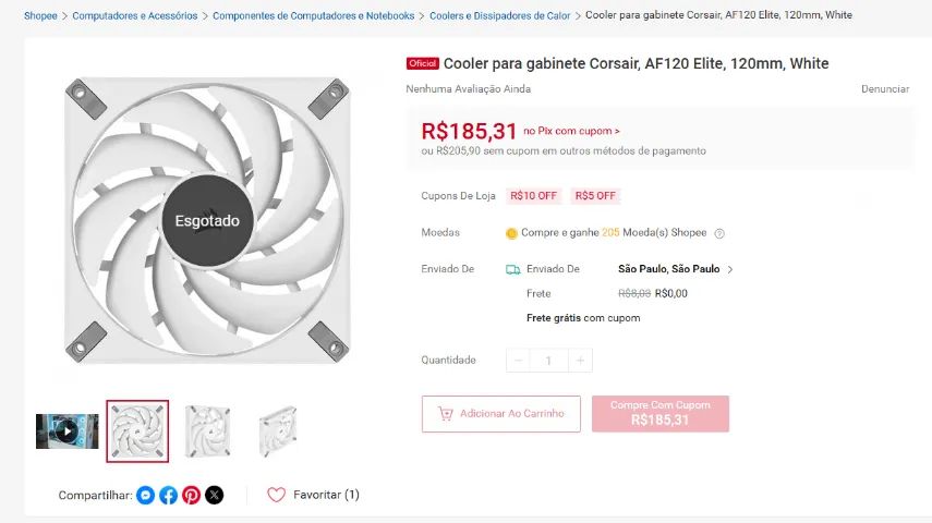 Kit com 3 Ventoinhas Corsair AF120 Elite Branco - Foto 4