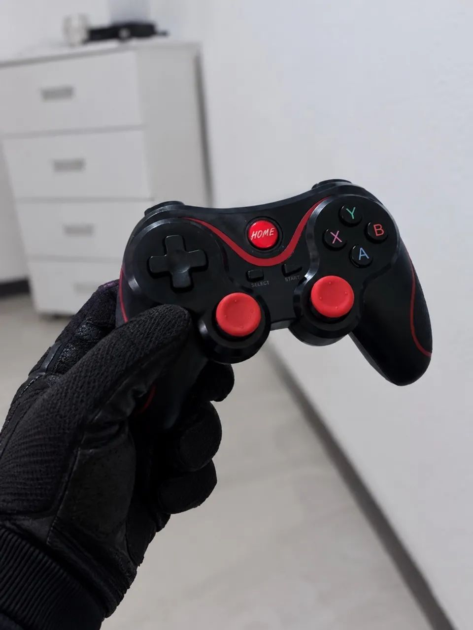 Controle Gamepad X3 Bluetooth Android/iOS/PC/TV - Preto e Vermelho
