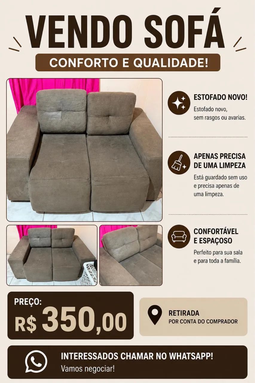 VENDE-SE SOFÁ SEMI NOVO 