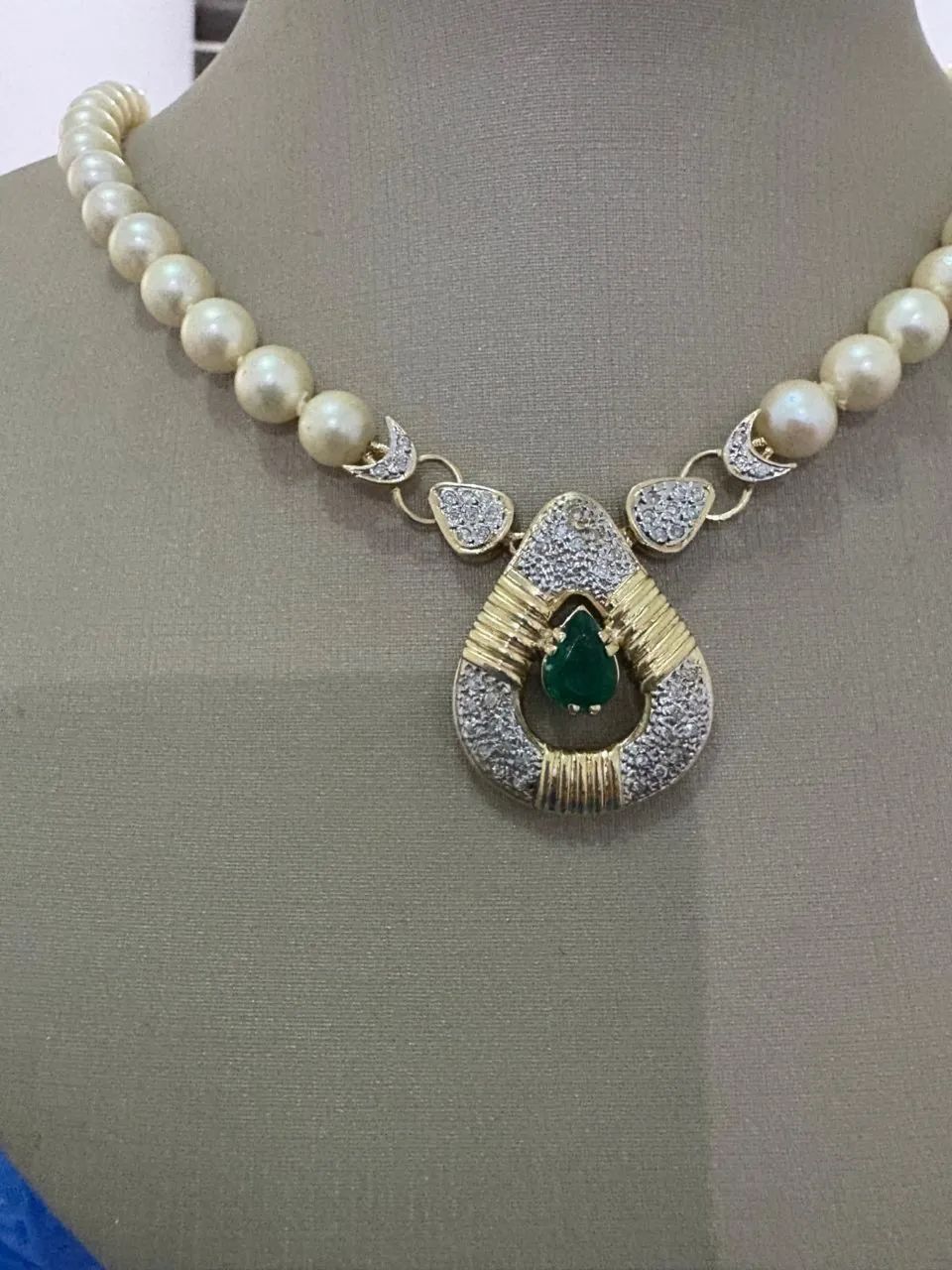 Conjunto Pérolas com Brilhantes e Esmeraldas  - Foto 5