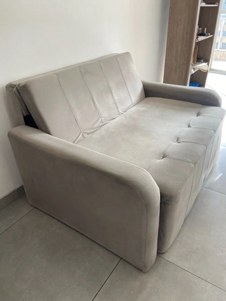 Sofá-cama Matrix Amora Bege Suede - Foto 3
