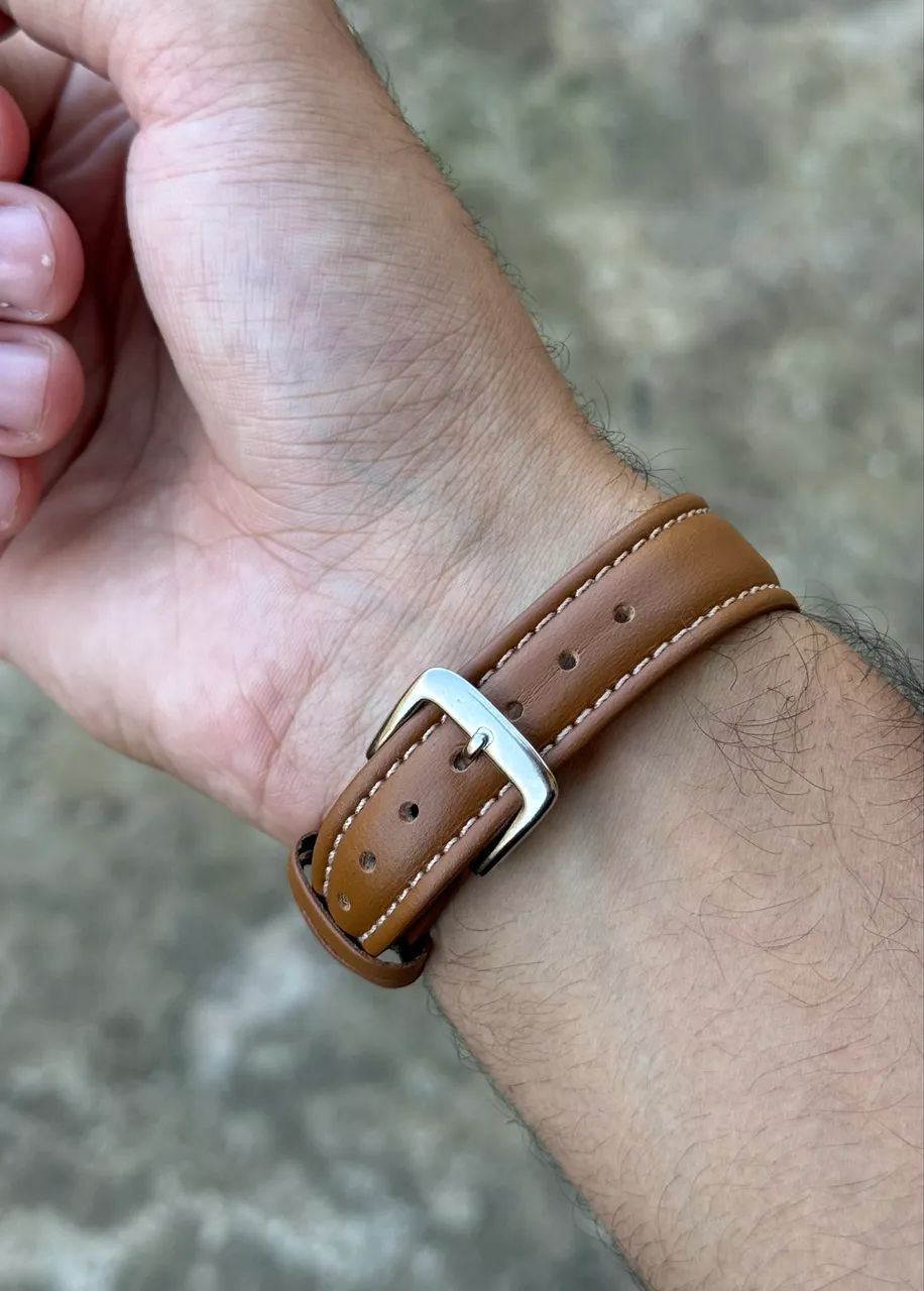 Relógio seiko 5 automático vintage original com pulseira de couro e mostrador em romano - Foto 3