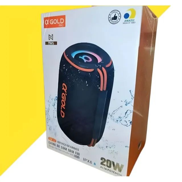 Caixa de som Bluetooth original da Agold com grave e resistente a água 20w - Foto 2