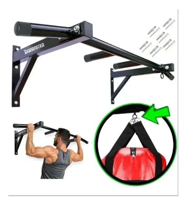 Barra Fixa De Parede Pull-up Modelo Externo Interno Completa - Foto 4