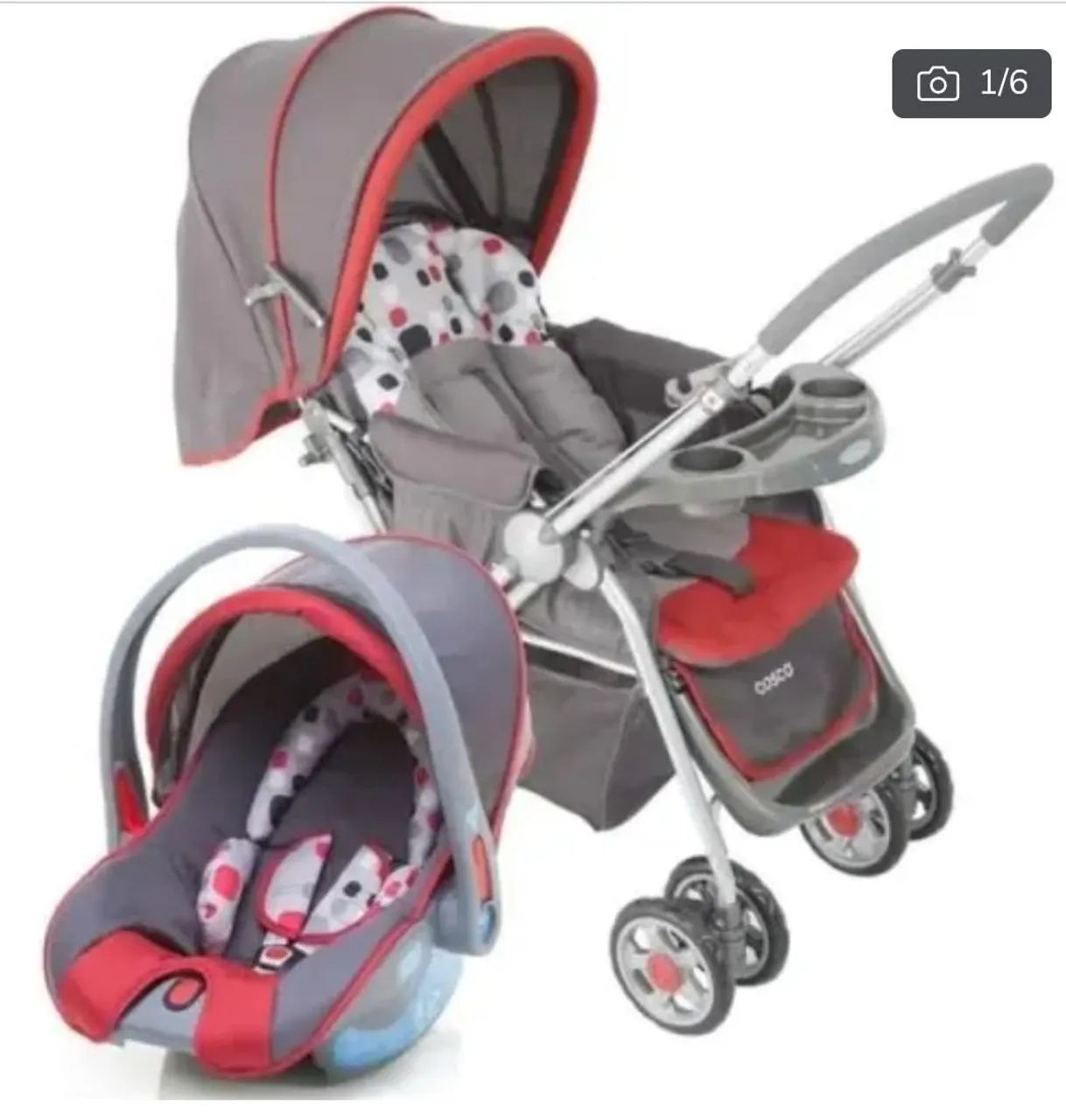 Carrinho de Bebê Cosco Travel Reverse + Bebê Conforto.