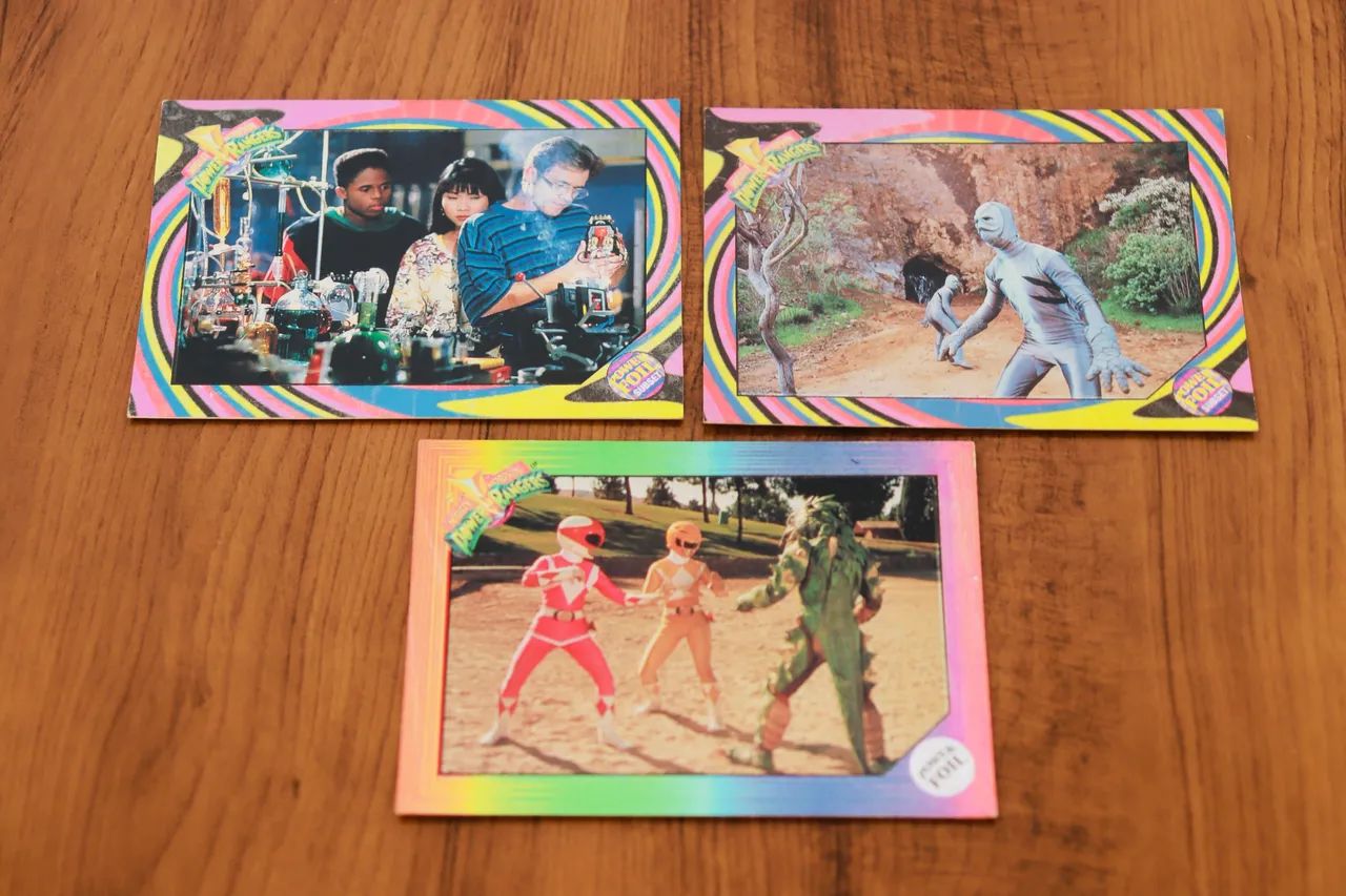 3 cards brilhantes Power Rangers 1994 Saban