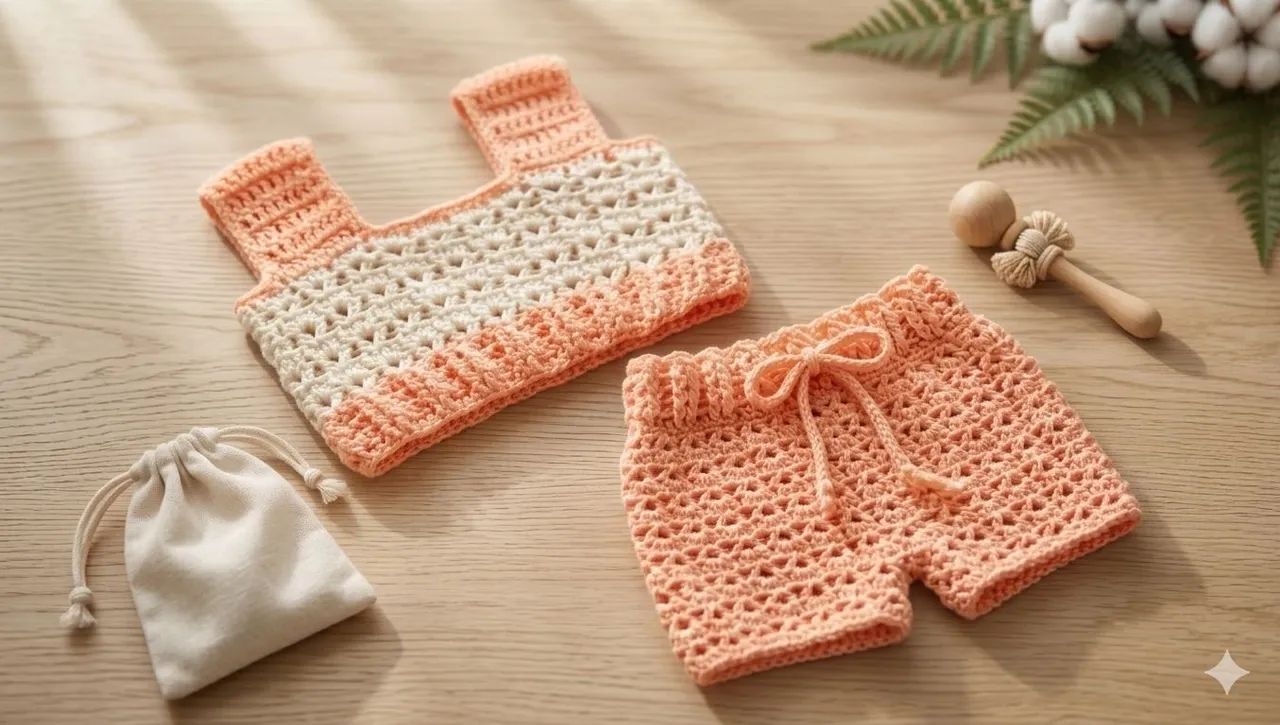 Conjunto de crochê 0 a 3 meses  - Foto 4