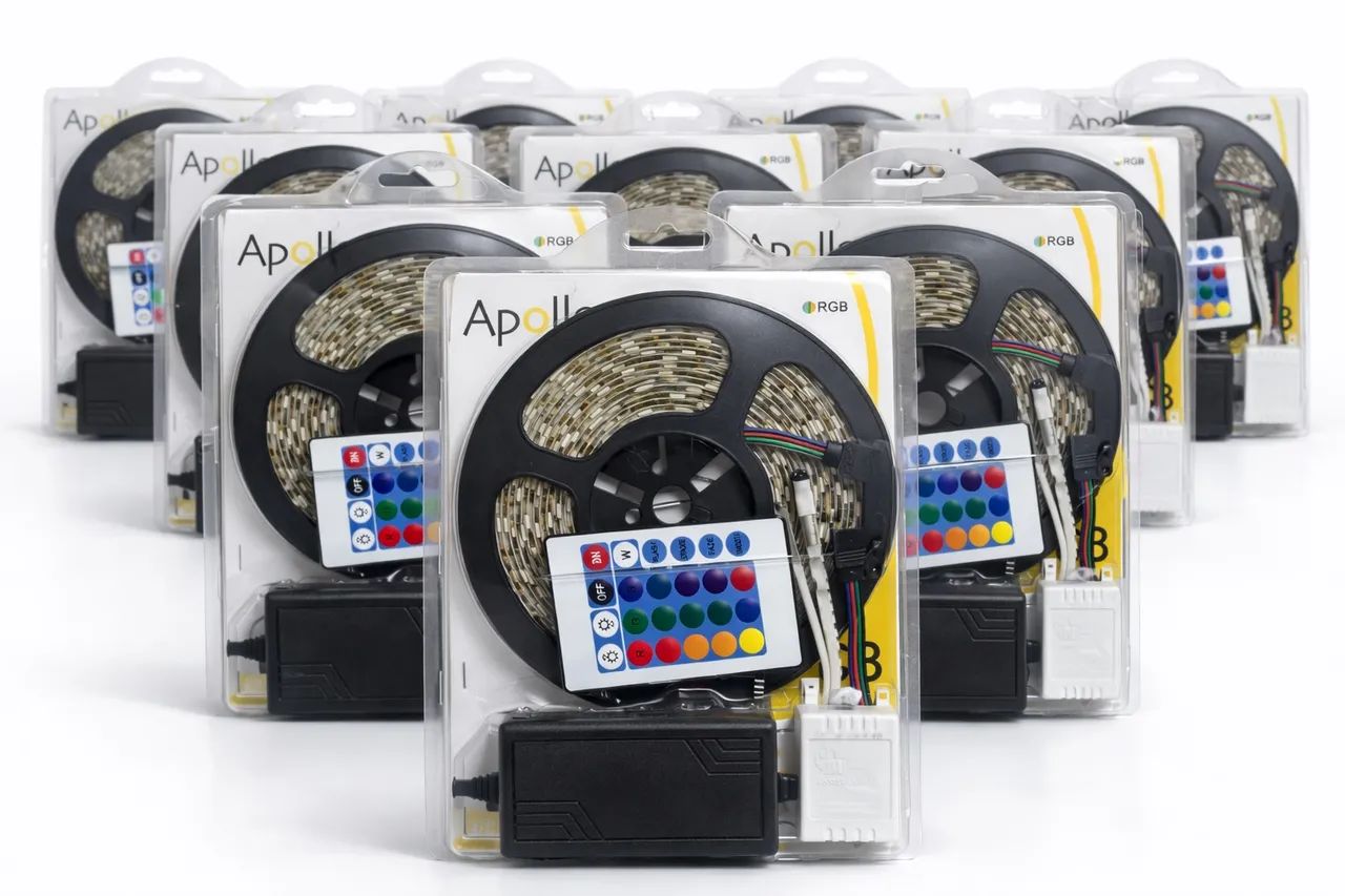 KIT FITA LED RGB 5M COM CONTROLE - APOLLO LIGHTING 