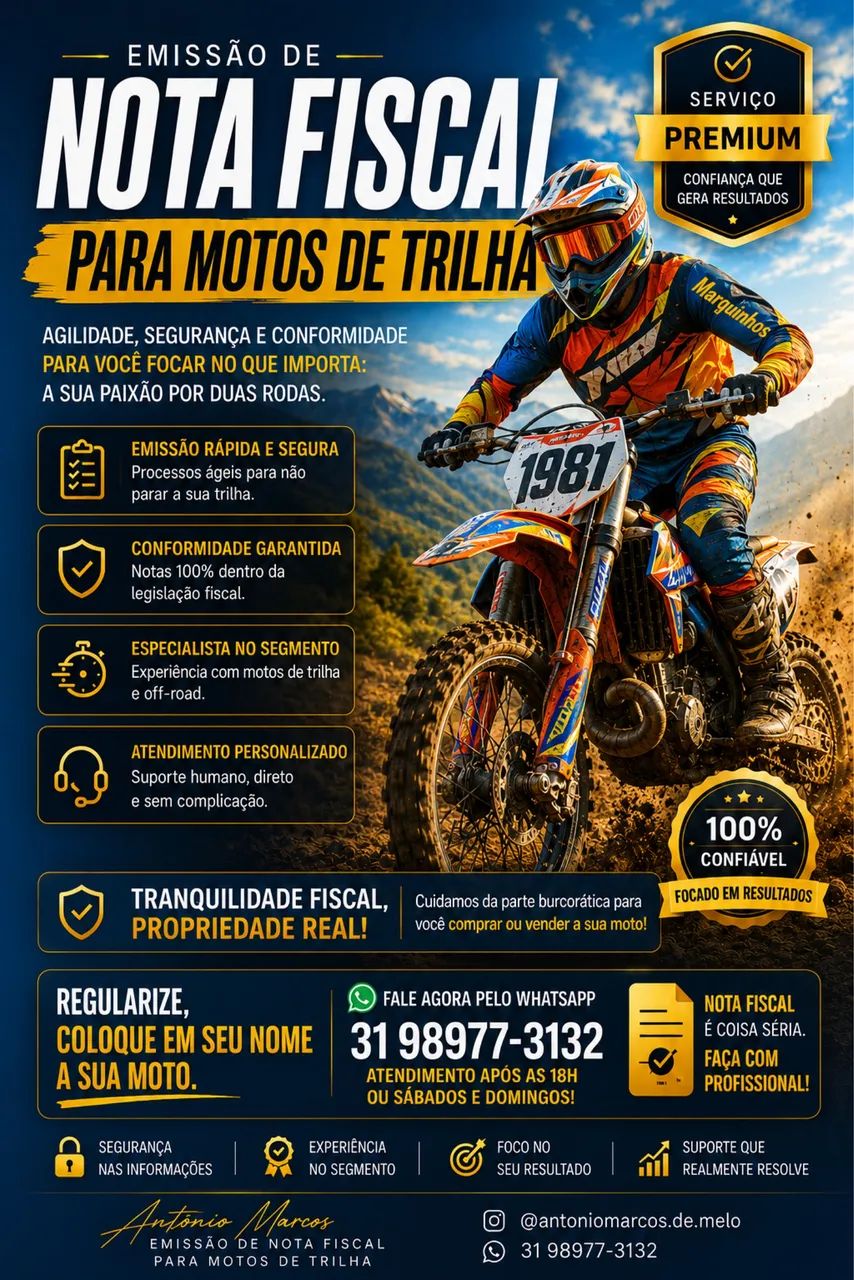 Nota fiscal de moto de trilha 