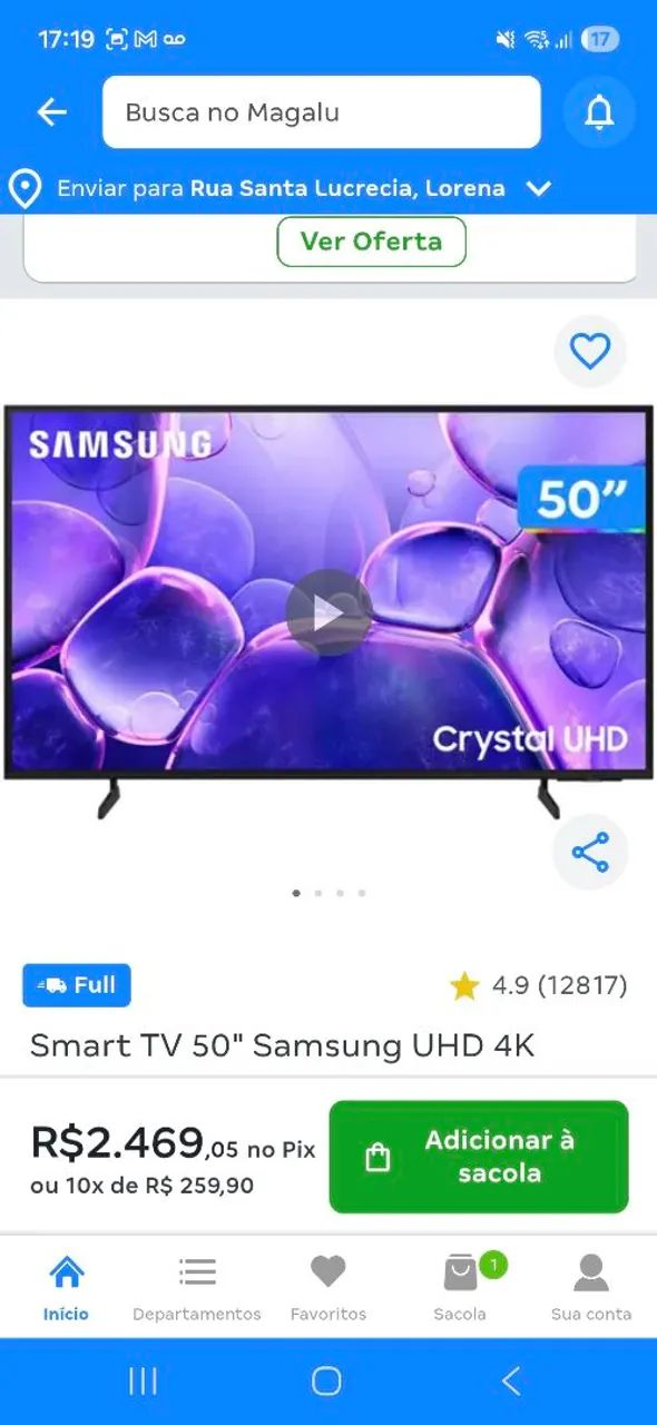 Tv samsumg crystal 50" 4k
