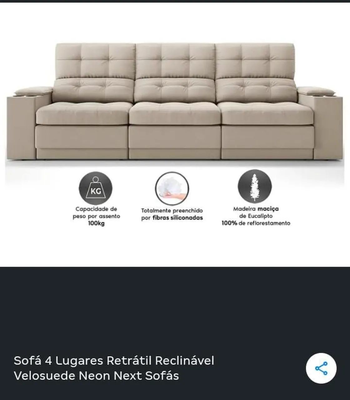 Sofá retrátil inclinável já impermeabilizado 4 lugares  - Foto 4