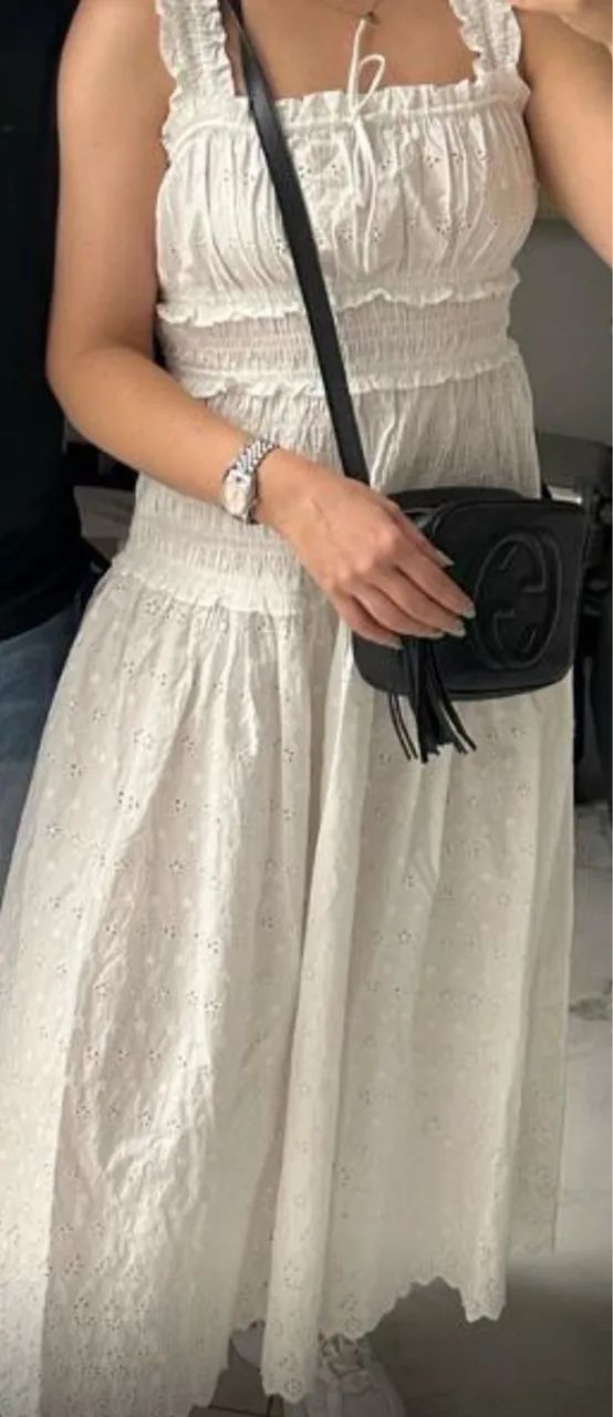 vestido midi lese branco gap romântico - Foto 2