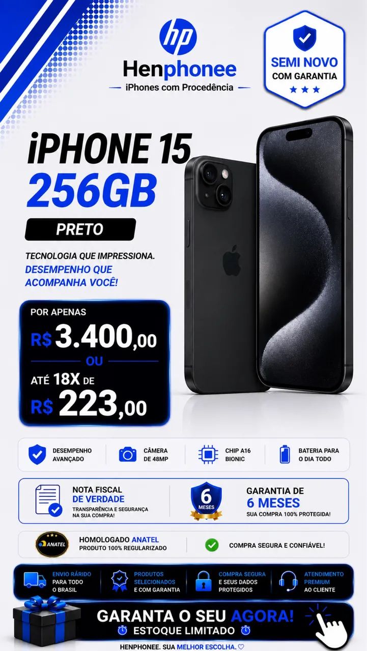 iPhone 15 256 Nota fiscal 