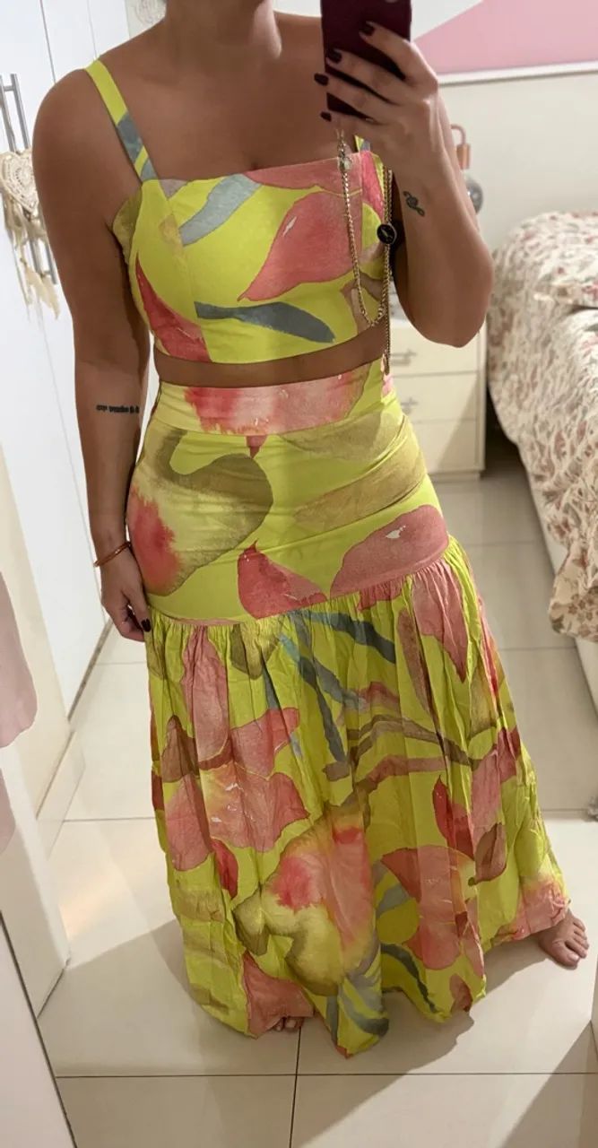 Conjunto de cropped e saia longa  - Foto 3
