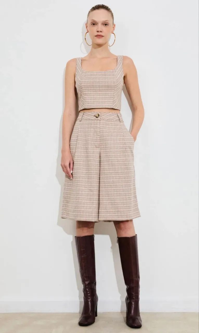 Bermuda marca HIT Xadrez Marrom