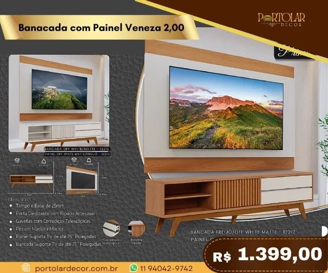 Banacada com painel Veneza 2,00 a pronta entrega 