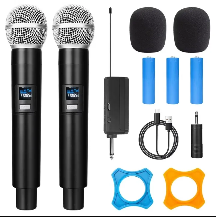 Kit Microfone Sem Fio Duplo Profissional para Karaoke, Palestras e Eventos