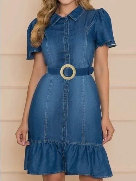 Vestido nítido jeans 38 moda evangélica