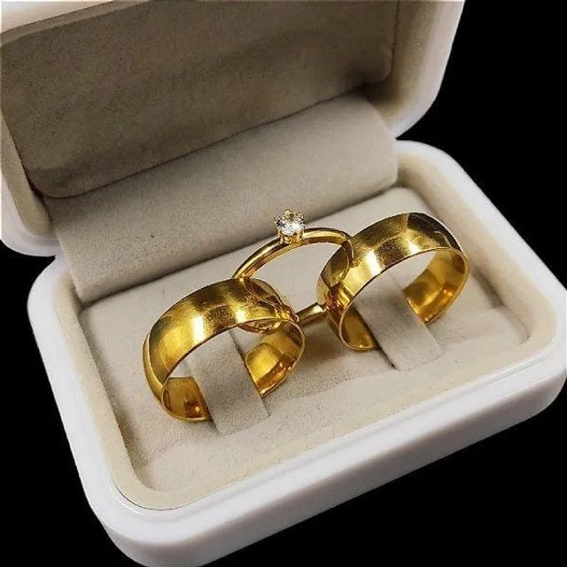 Pares de alianças banhados a ouro18k 