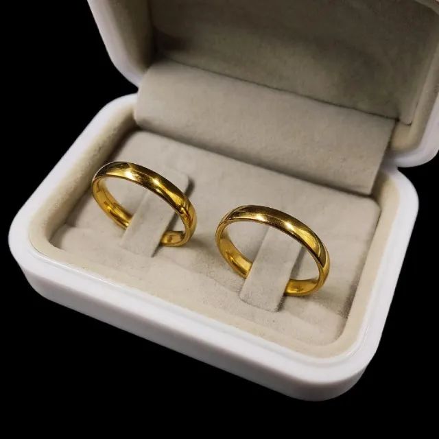 Pares de alianças banhados a ouro18k  - Foto 2