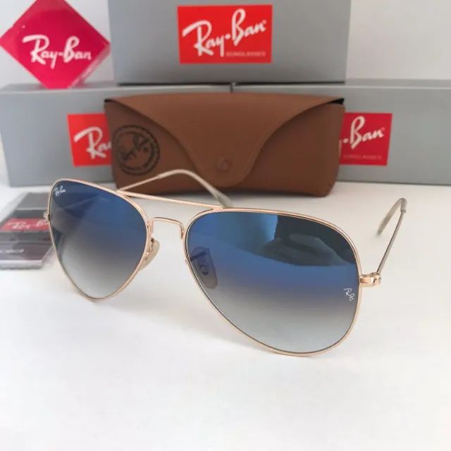 Óculos Ray ban Aviador Azul degrade lentes de cristal - Foto 4