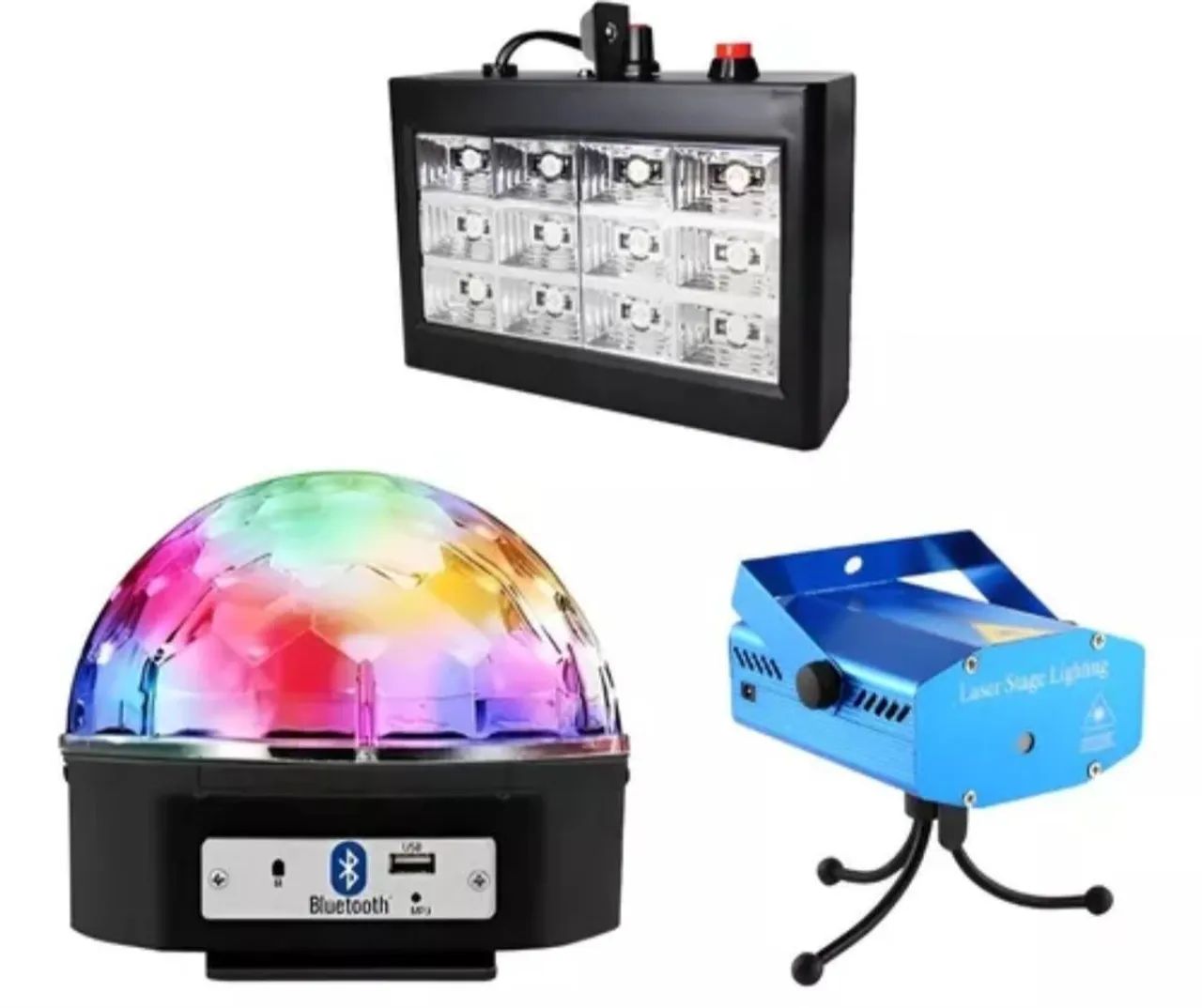 Kit iluminação pra festa 4 em 1 com globo de luz ,leiser,estrobo,canhao 18 leds  - Foto 5