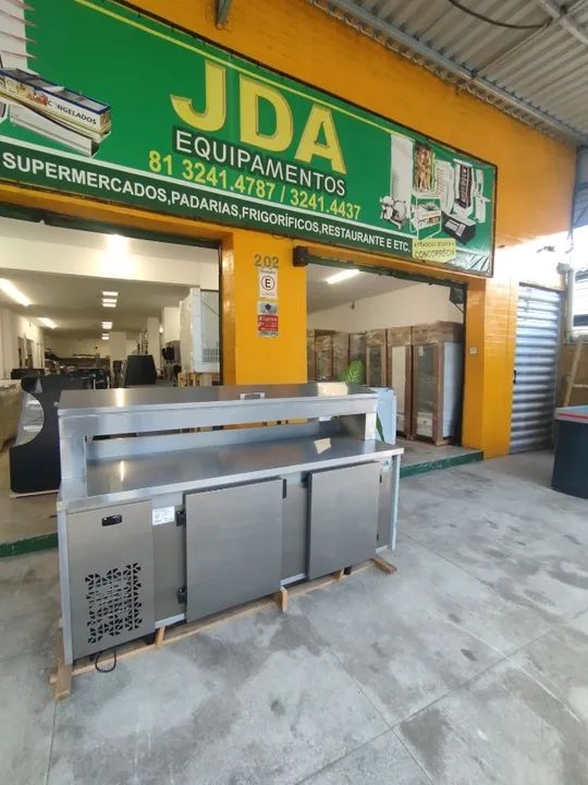 Balcão de encosto refrigerado com porta condimentos em inox - tamanho 2,00 m - Foto 3