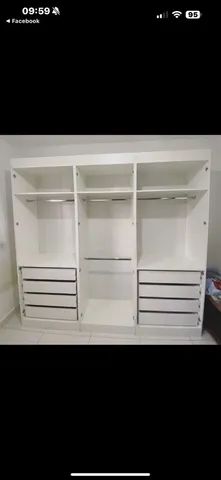 CABIDEIRO DUPLO + CABIDEIRO COM 4 GAVETAS E MALEIRO MDF CLOSET 