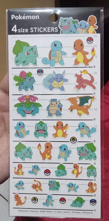 Cartela de Adesivos, stickers da Pokémon center originais iniciais de Kanto
